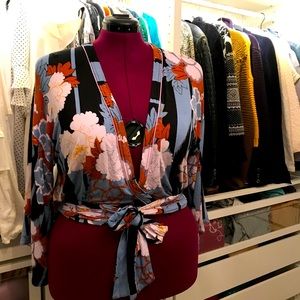 Free People Faux Wrap Jersey Top